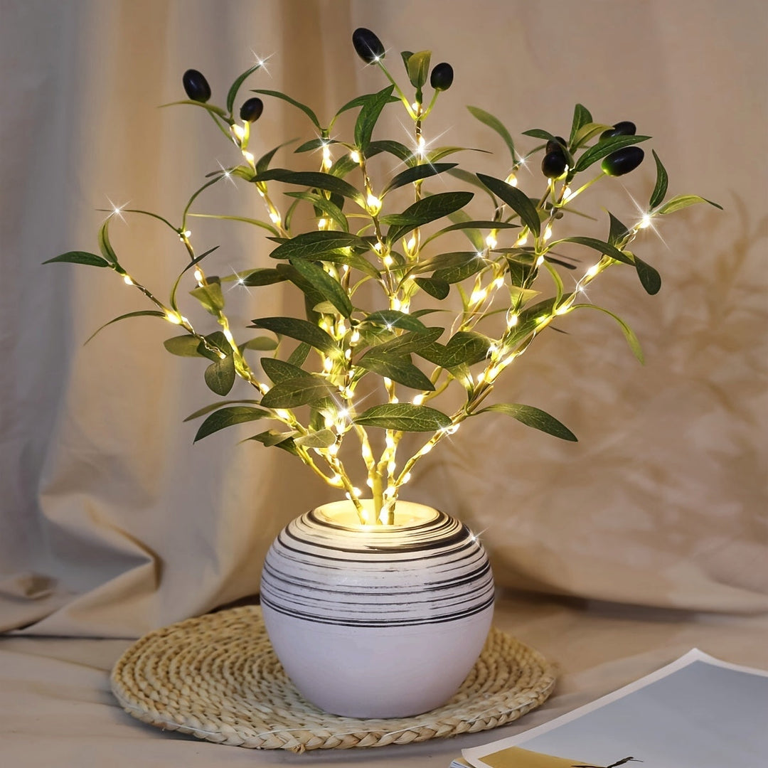 Skanto | Belyst Oliventre LED Lampe – Moderne Dekor for Festlige Anledninger, Bryllup, Bursdager og Feststemning, Ideell for Spisebord, Skap eller Kafé Dekor