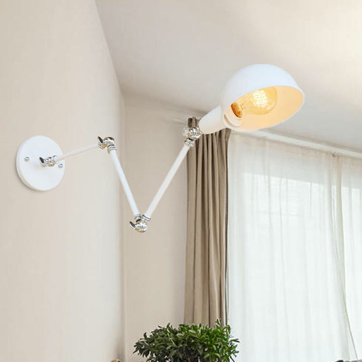 Skanto | 1 Lyspære Vegglampe Retro Stil Svingarm Metall Mini Vegglampe i Hvit for Kontoret