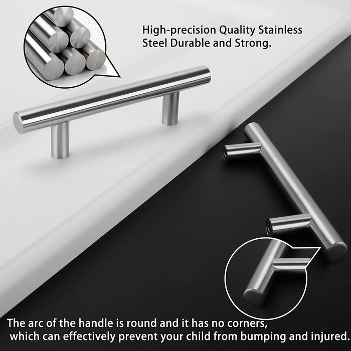 Skanto | Børstet Nikkel Modern Rustfritt Stål Skuffehardware T-Bar Håndtak