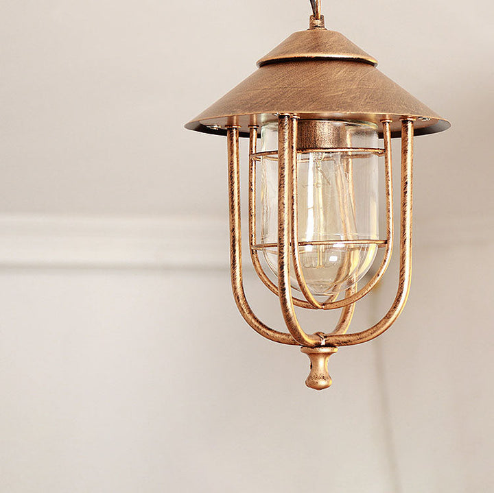 Industriell vintage aluminium bur glass 1-lampe utendørs vanntett pendellampe | Skanto