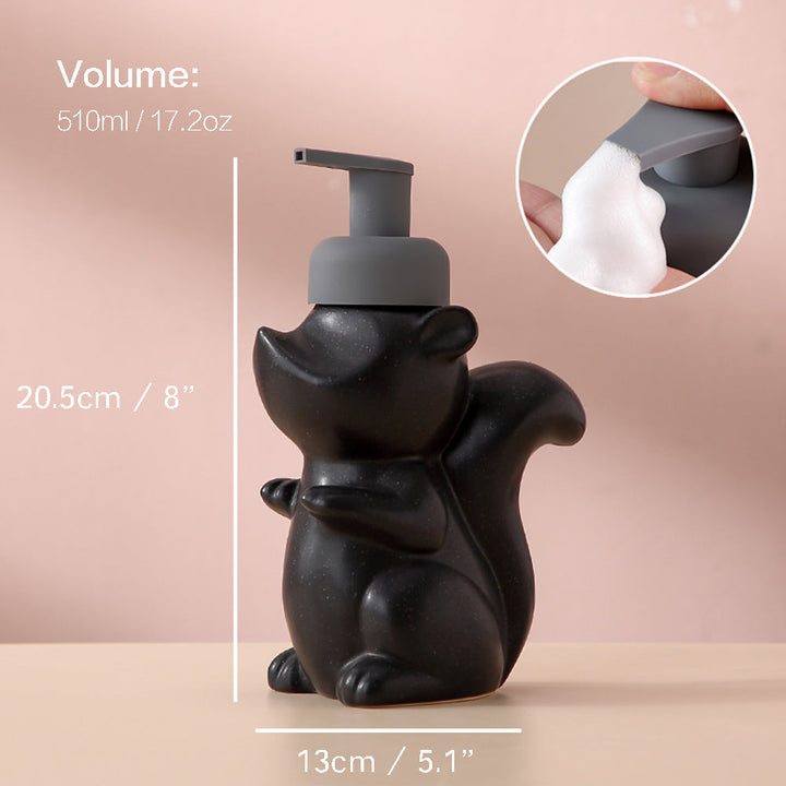 Skanto | Keramisk Såpedispenser, Ekorre Skum Pumpe Baderomsflaske, Dyre Design, Påfyllbar Gjenbrukbar Lotion Pumpe for Bad Kjøkken, 510ml/17.2oz