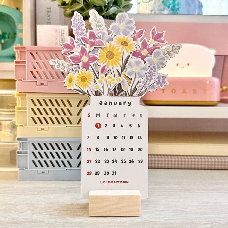 2024 Bloomy Flowers skrivebordskalender | Skanto