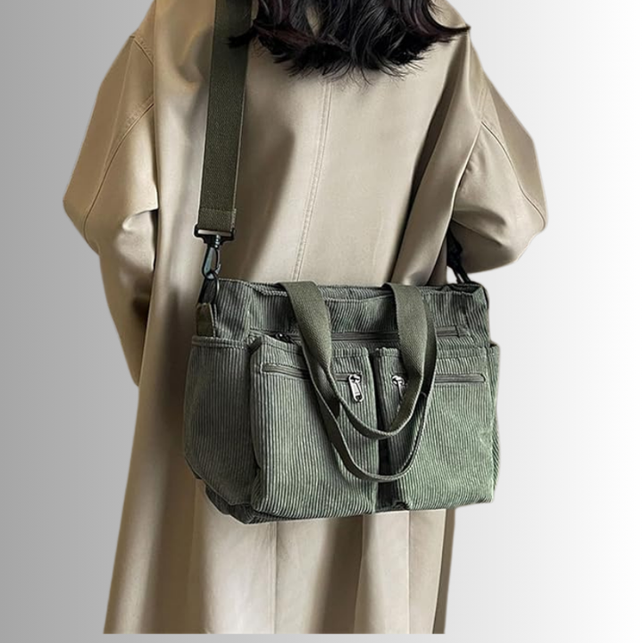 Skanto | Urban Cord Tote Stilig Corduroy Skulderveske – Romslig, Lettvint & Funksjonell Hverdagstote