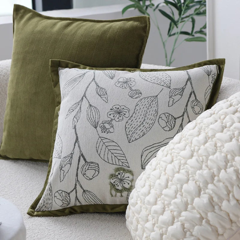 Skanto | Lett luksus kremgrønn putetrekk 45x45cm – Dekorativ jacquard putetrekk