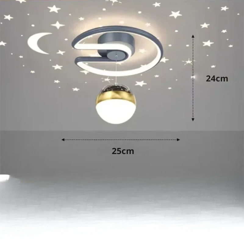 LED Taklampe med Stjernesky – Moderne Kronelys Design for Barnerom og Stuer