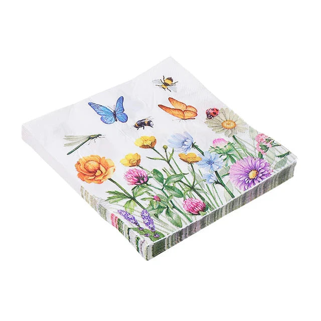 20stk Servietter Papp Pastoral Stil Bie Servietter Retro Rose Trykk Serviett | Skanto