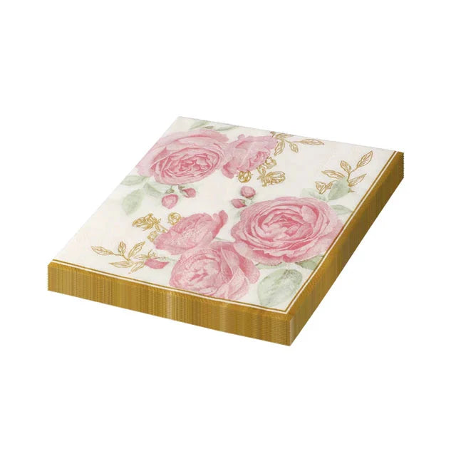 20stk Servietter Papp Pastoral Stil Bie Servietter Retro Rose Trykk Serviett | Skanto