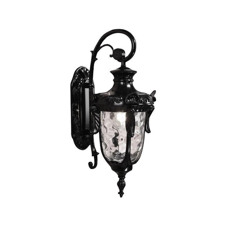 Svart Bell Vegglampe Klassisk Ripple Glass 1 Lyspære Gårdsrom Veggbelysning Armatur for Utendørs | Skanto