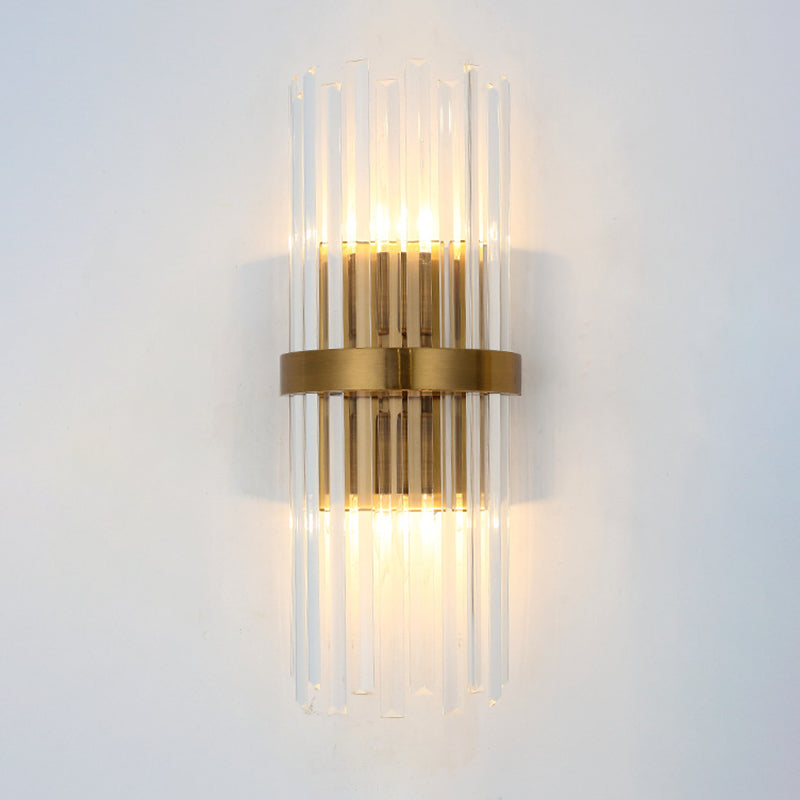 Moderne søyle vegglampe Lys Krystall 2 Hoder Stue Veggmontert Lampe i Gull | Skanto