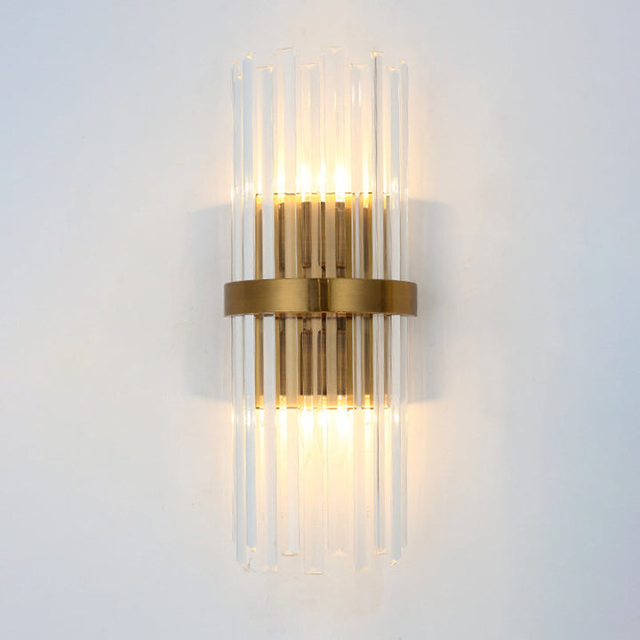 Moderne søyle vegglampe Lys Krystall 2 Hoder Stue Veggmontert Lampe i Gull | Skanto
