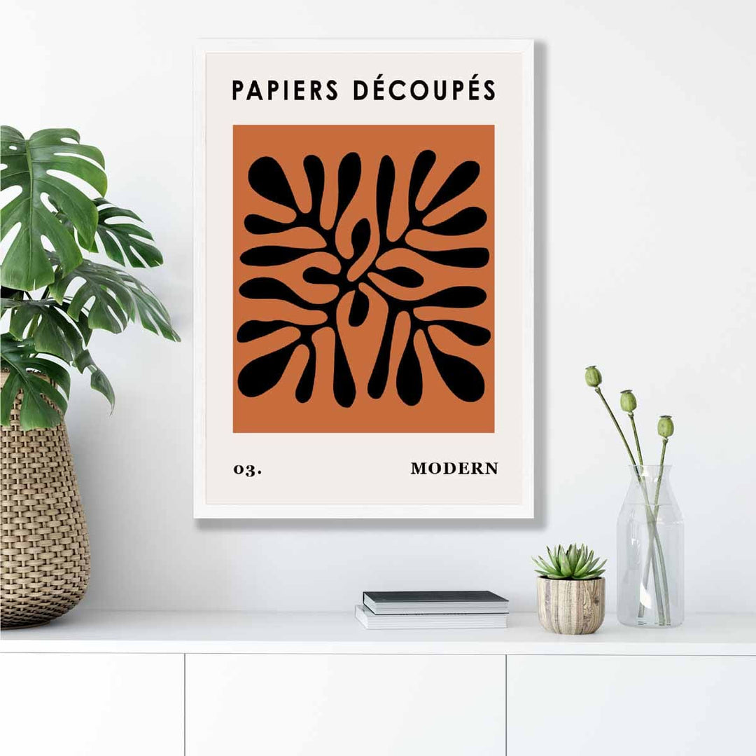 Abstrakt blomsterplakat i mørk oransje og svart nr. 3