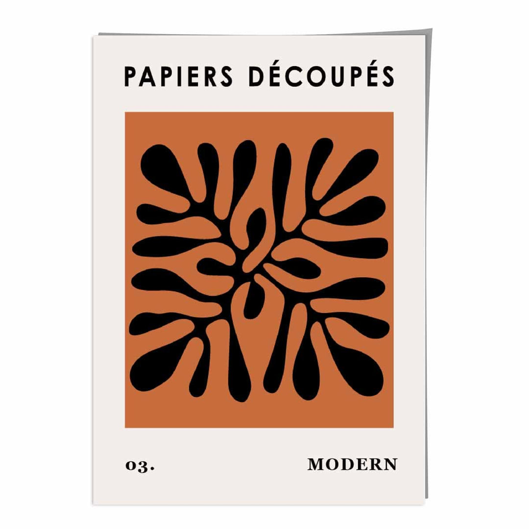 Abstrakt blomsterplakat i mørk oransje og svart nr. 3