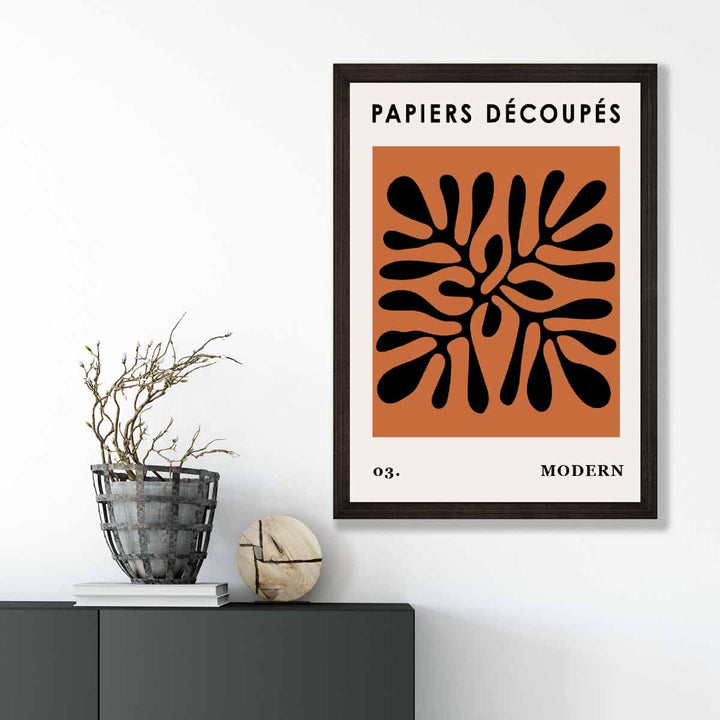 Abstrakt blomsterplakat i mørk oransje og svart nr. 3