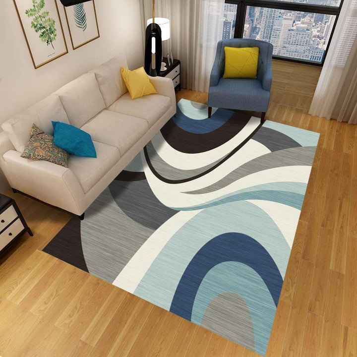 Minimalistisk 3D geometrisk teppe, flerfarget polypropylen-teppe, kjæledyrvennlig, sklisikkert, maskinvaskbart teppe for store rom
