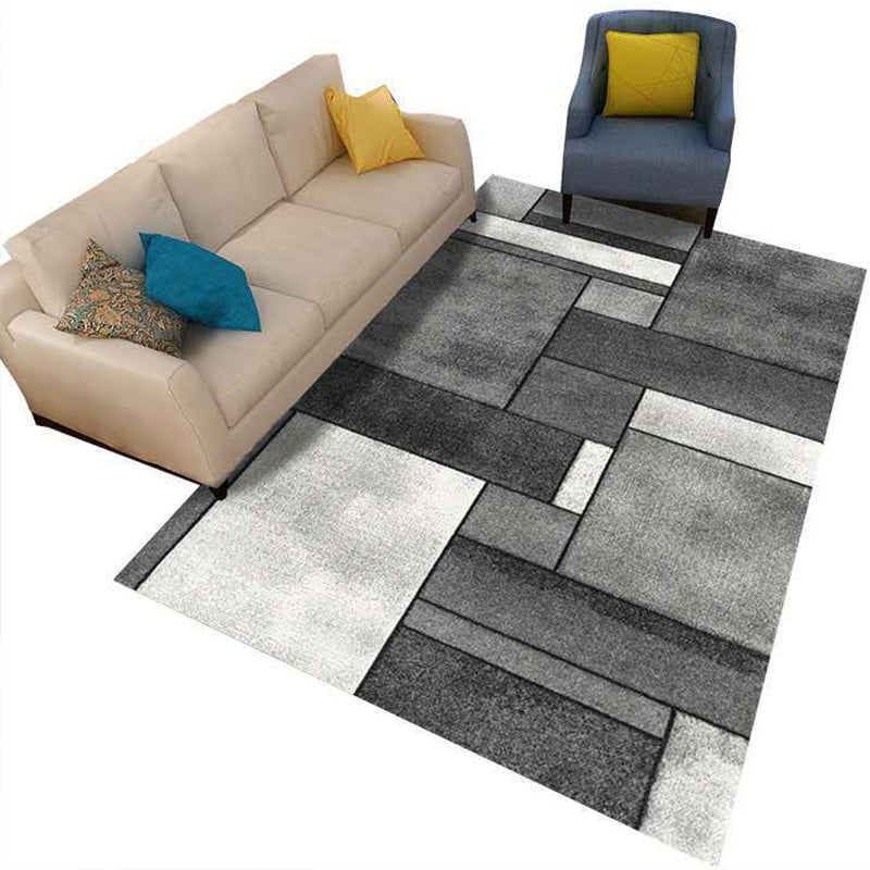 Minimalistisk 3D geometrisk teppe, flerfarget polypropylen-teppe, kjæledyrvennlig, sklisikkert, maskinvaskbart teppe for store rom