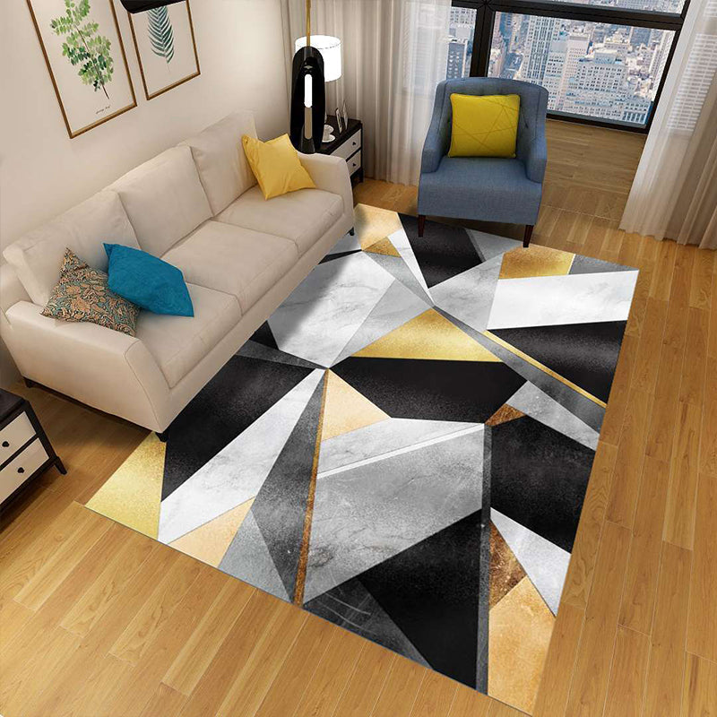 Minimalistisk 3D geometrisk teppe, flerfarget polypropylen-teppe, kjæledyrvennlig, sklisikkert, maskinvaskbart teppe for store rom