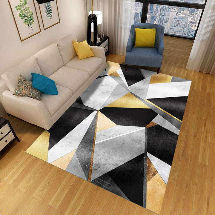 Minimalistisk 3D geometrisk teppe, flerfarget polypropylen-teppe, kjæledyrvennlig, sklisikkert, maskinvaskbart teppe for store rom