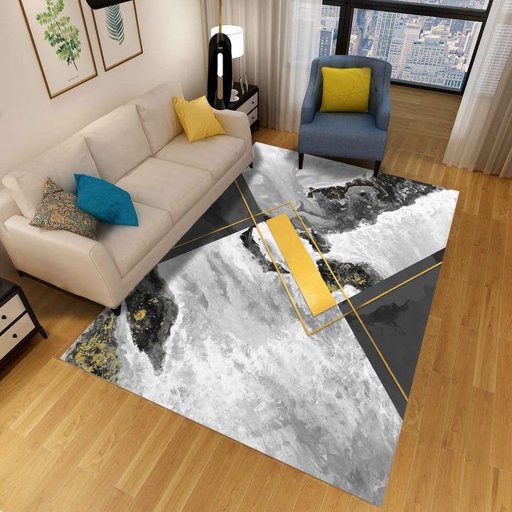 Minimalistisk 3D geometrisk teppe, flerfarget polypropylen-teppe, kjæledyrvennlig, sklisikkert, maskinvaskbart teppe for store rom