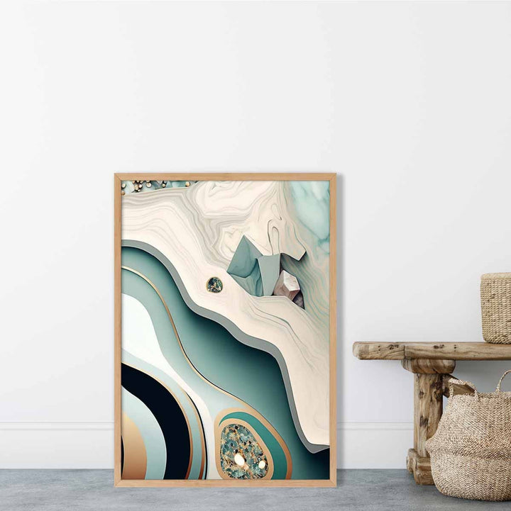 Abstrakt, moderne plakat i beige og grønt nr. 2