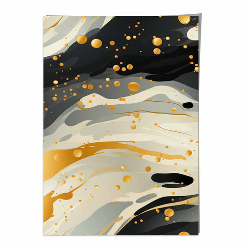 Abstrakt flytende kunsttrykk Gråbeige og gull nr. 2