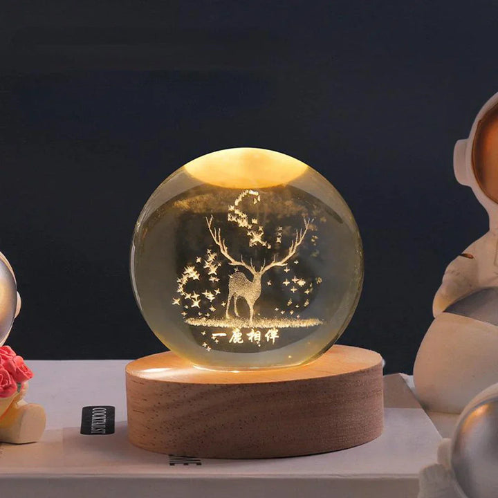 Skanto | LED Nattlys med 3D Krystallkule