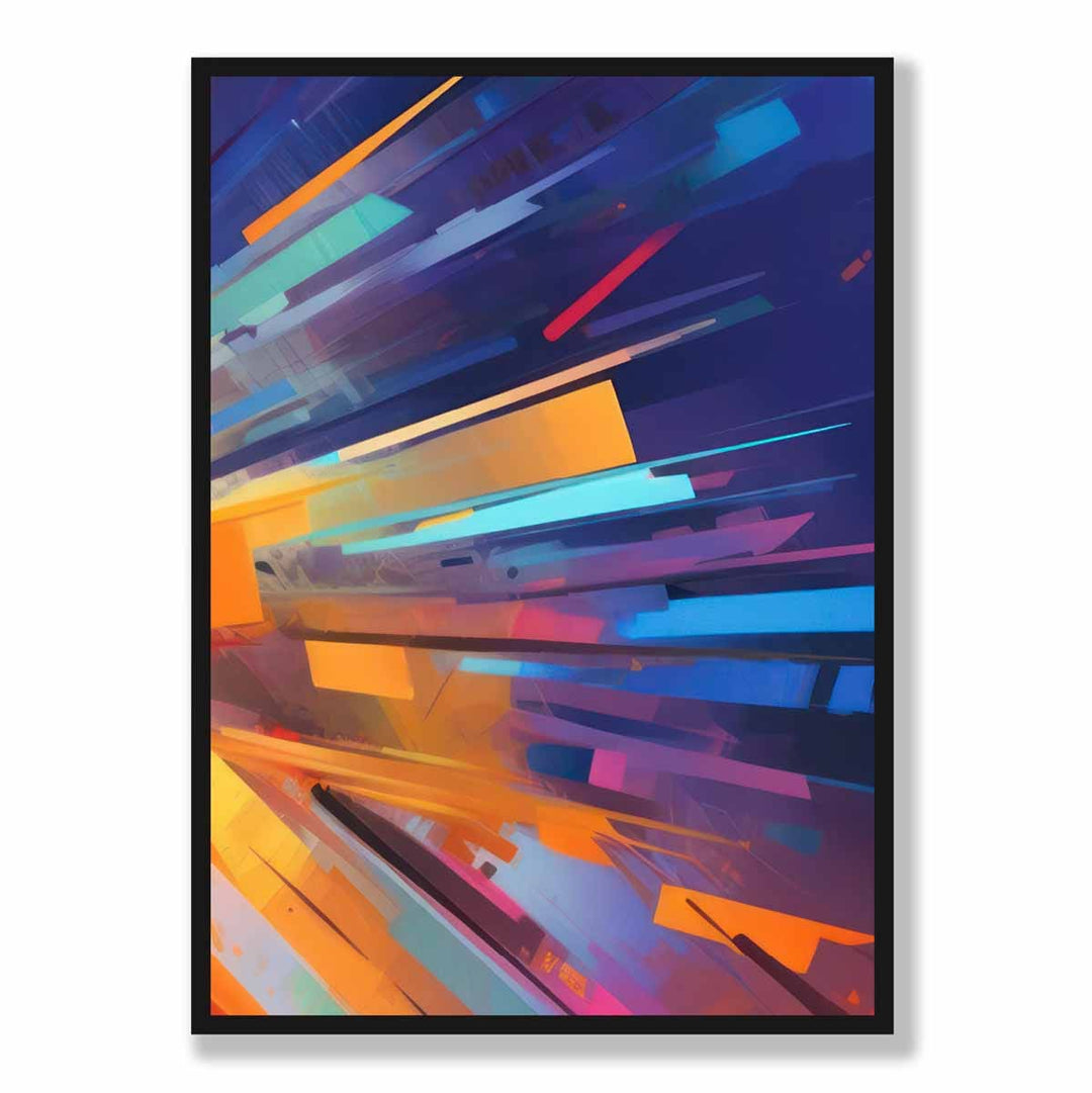 Abstrakte former kunsttrykk blå oransje og rød nr. 4