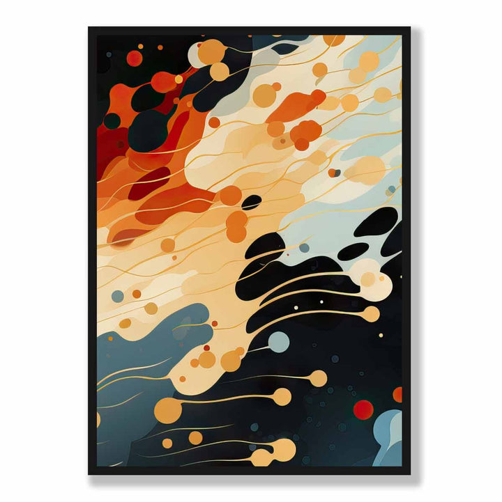 Abstrakt flytende kunsttrykk Blå, oransje og rød nr. 5