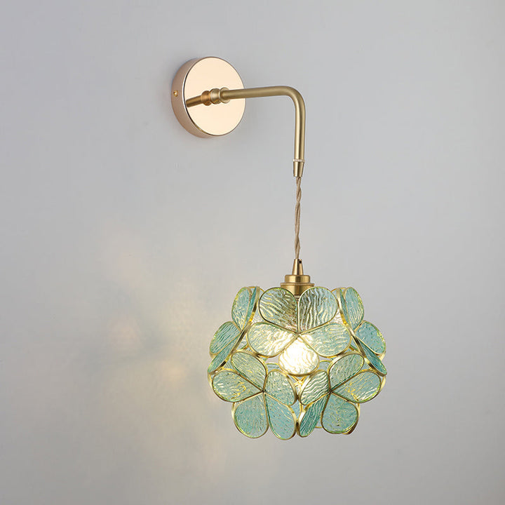 Skjermet Glass Vegglampe Vintage Enkelt Lyspære Sengemontasje Lampe i Gull | Skanto