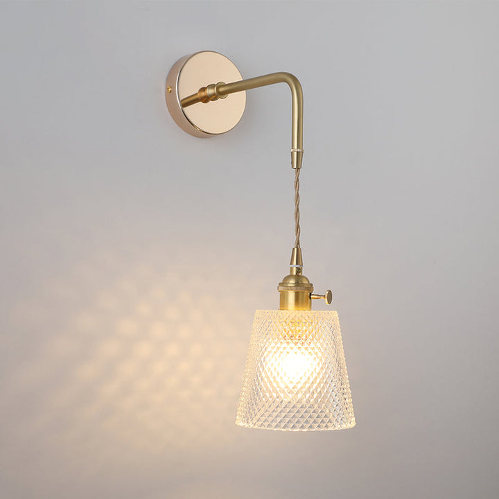Skjermet Glass Vegglampe Vintage Enkelt Lyspære Sengemontasje Lampe i Gull | Skanto