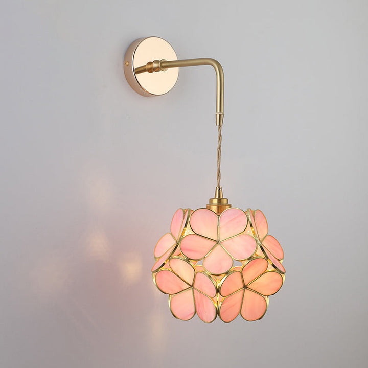 Skjermet Glass Vegglampe Vintage Enkelt Lyspære Sengemontasje Lampe i Gull | Skanto