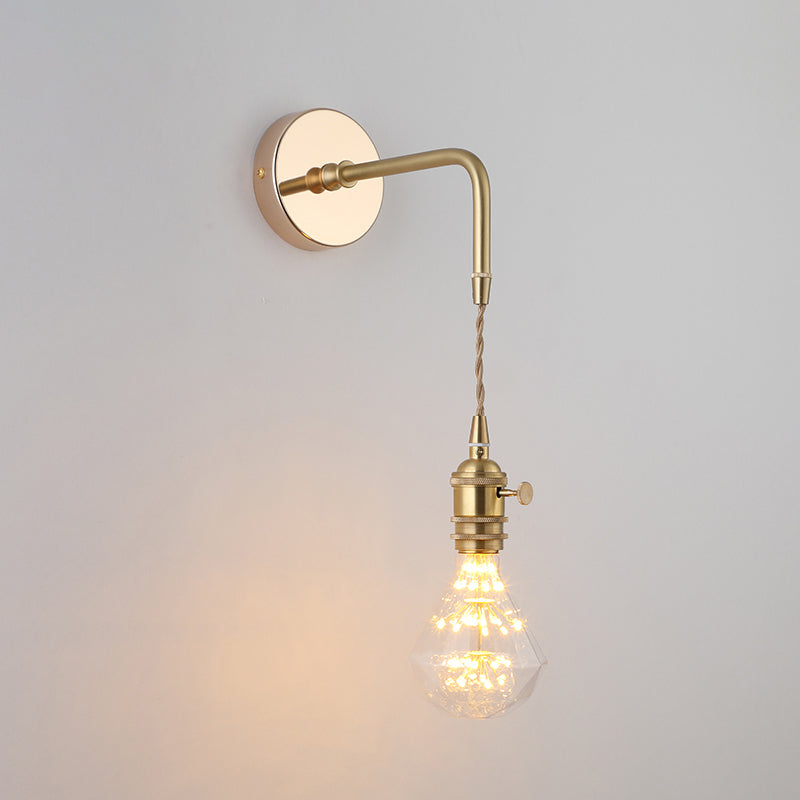 Skjermet Glass Vegglampe Vintage Enkelt Lyspære Sengemontasje Lampe i Gull | Skanto