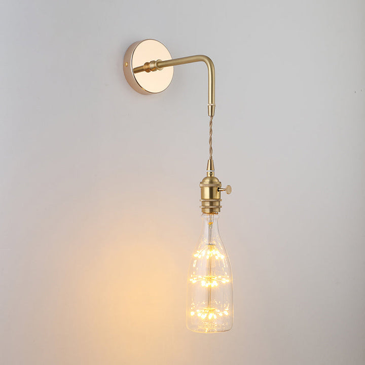 Skjermet Glass Vegglampe Vintage Enkelt Lyspære Sengemontasje Lampe i Gull | Skanto