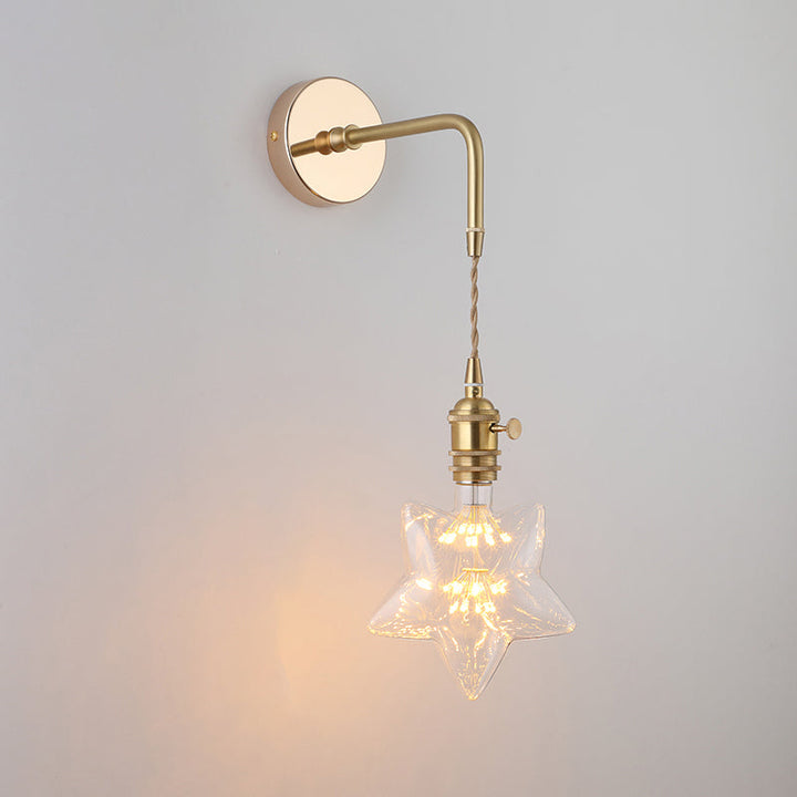 Skjermet Glass Vegglampe Vintage Enkelt Lyspære Sengemontasje Lampe i Gull | Skanto