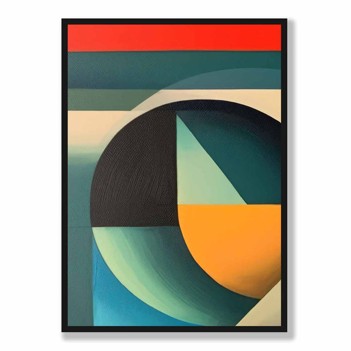 Abstrakt kunsttrykk med fargerike former, blå, rød, oransje, nr. 3