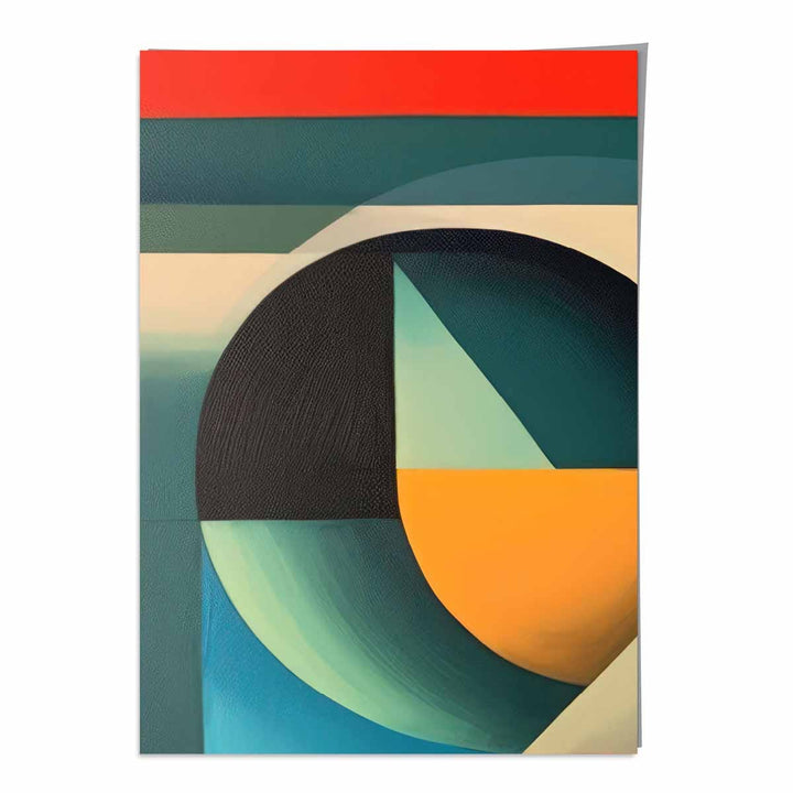 Abstrakt kunsttrykk med fargerike former, blå, rød, oransje, nr. 3