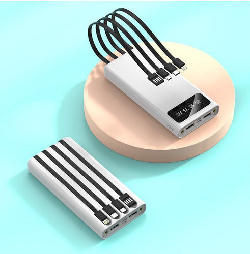 Powerbank med integrert flerladekabel og LCD-skjerm Skanto
