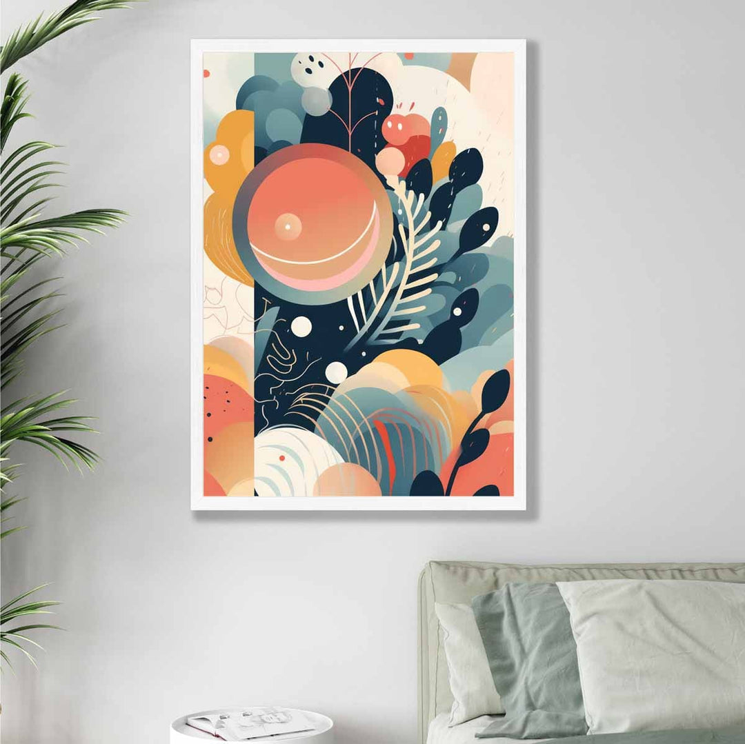 Abstrakt, fargerikt pastellblomsterkunsttrykk nr. 1
