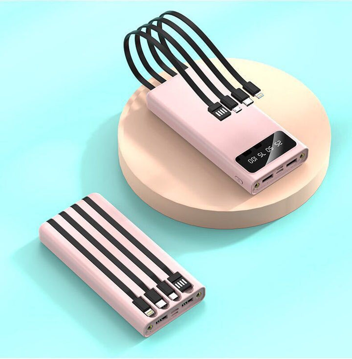 Powerbank med integrert flerladekabel og LCD-skjerm Skanto
