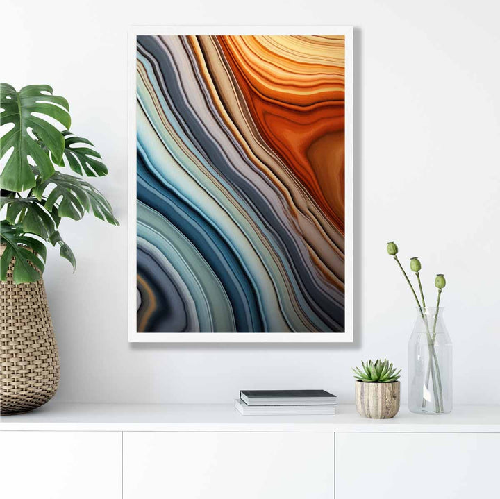 Abstrakt flytende kunsttrykk Blå og oransje nr. 2