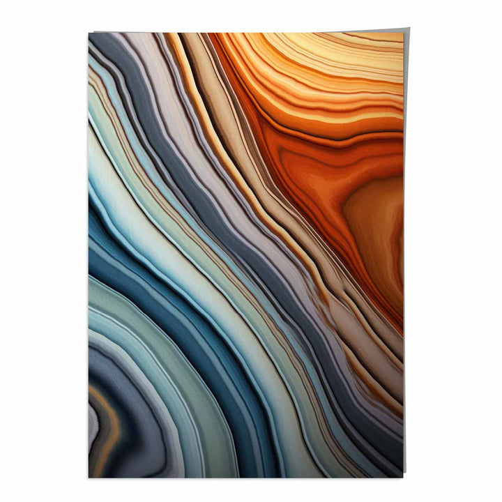 Abstrakt flytende kunsttrykk Blå og oransje nr. 2