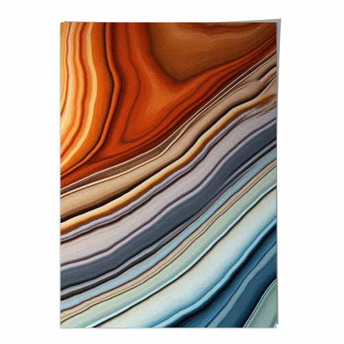 Abstrakt flytende kunsttrykk blått og oransje nr. 3