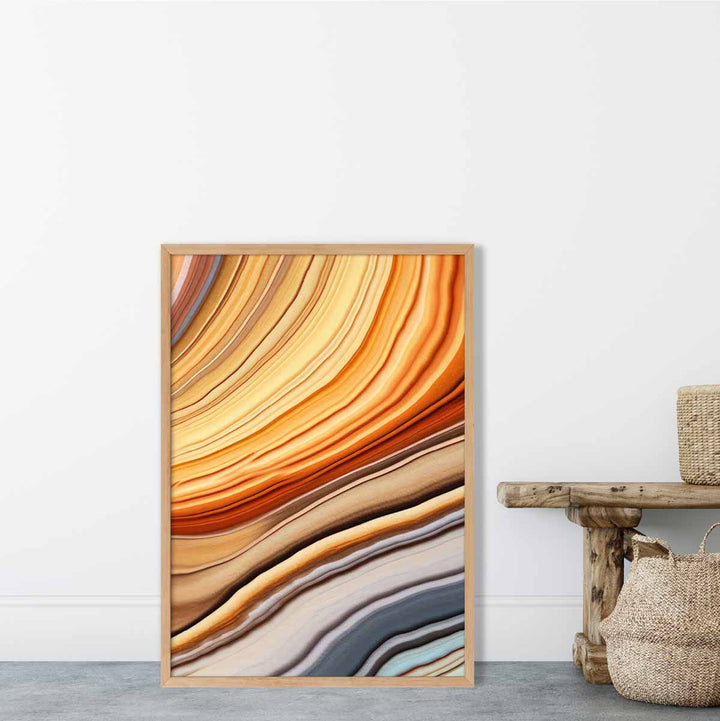 Abstrakt flytende kunsttrykk, blått og oransje, nr. 4