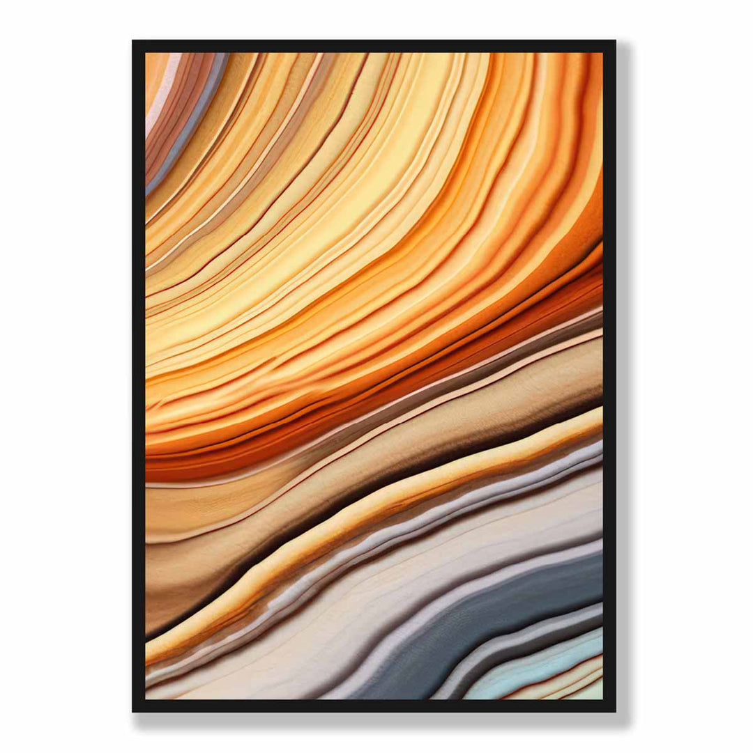 Abstrakt flytende kunsttrykk, blått og oransje, nr. 4