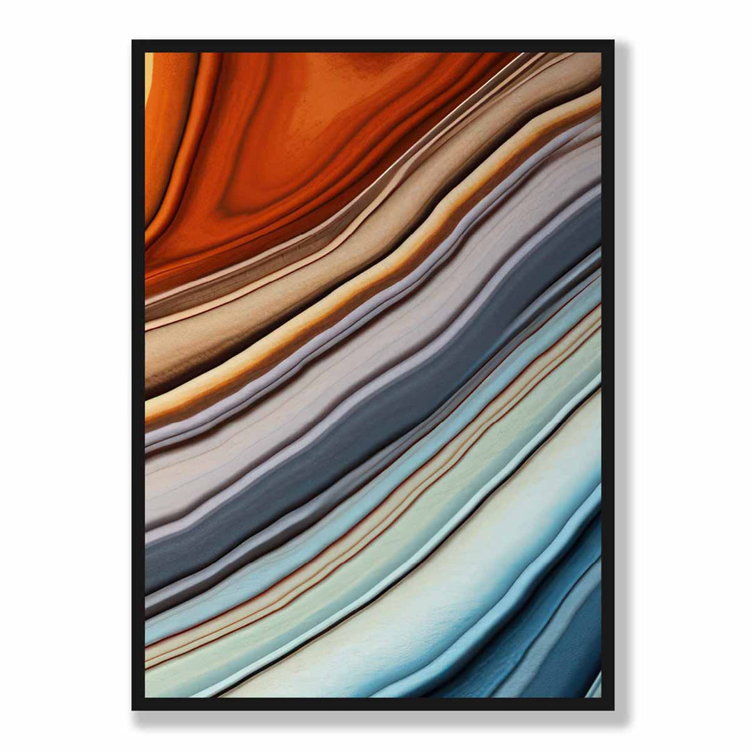 Abstrakt flytende kunsttrykk Blå og oransje nr. 5