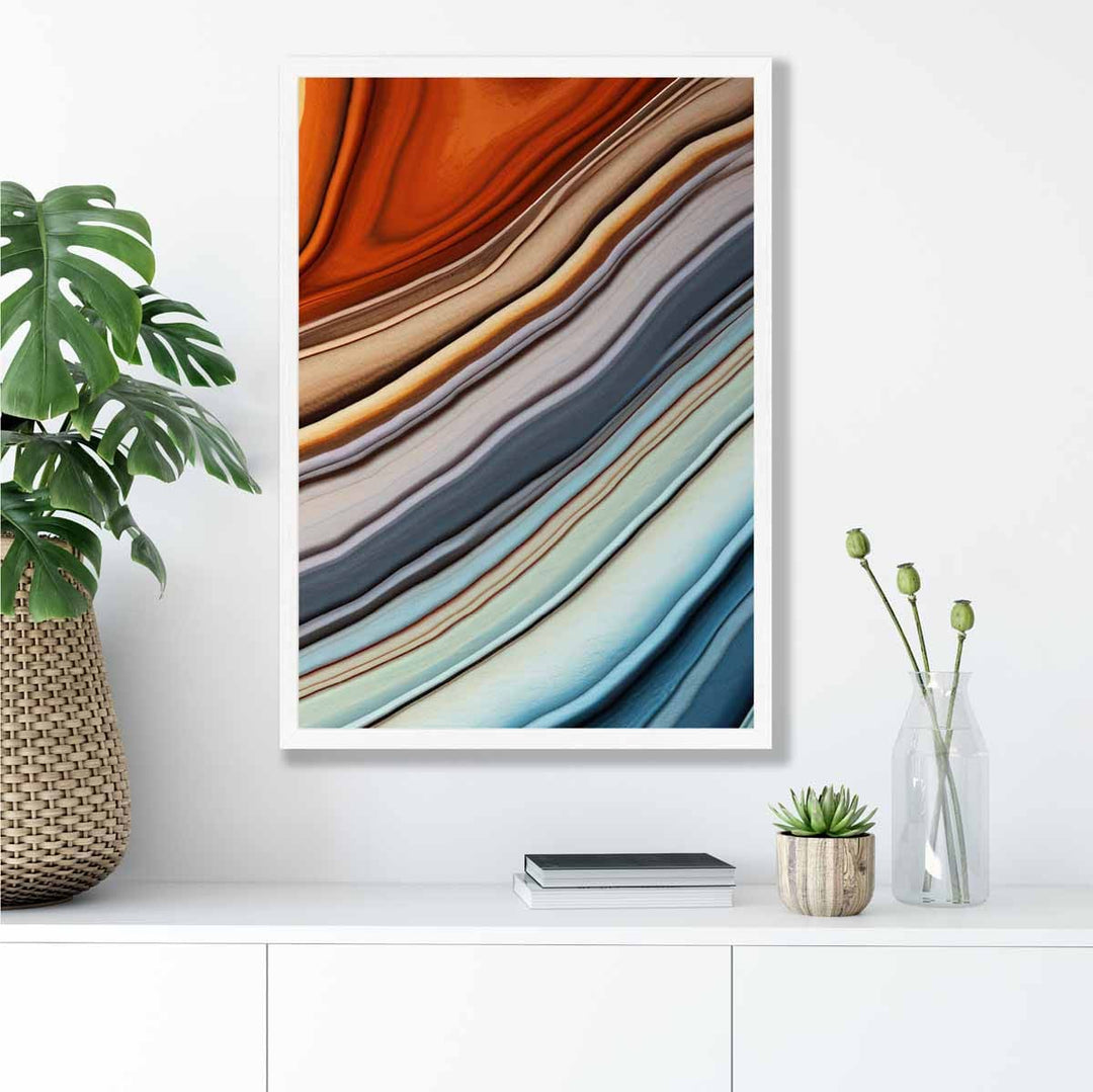 Abstrakt flytende kunsttrykk Blå og oransje nr. 5