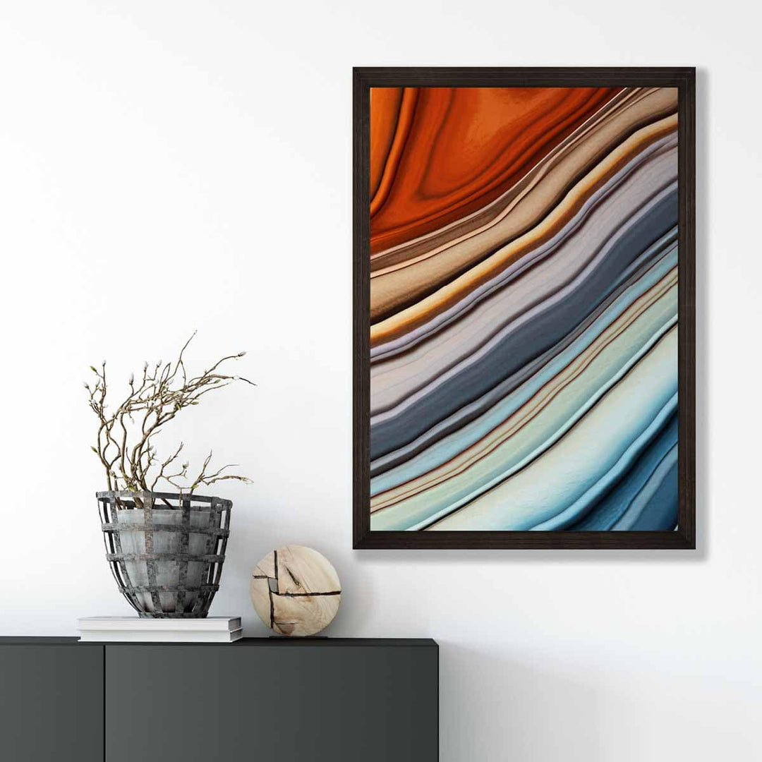 Abstrakt flytende kunsttrykk Blå og oransje nr. 5