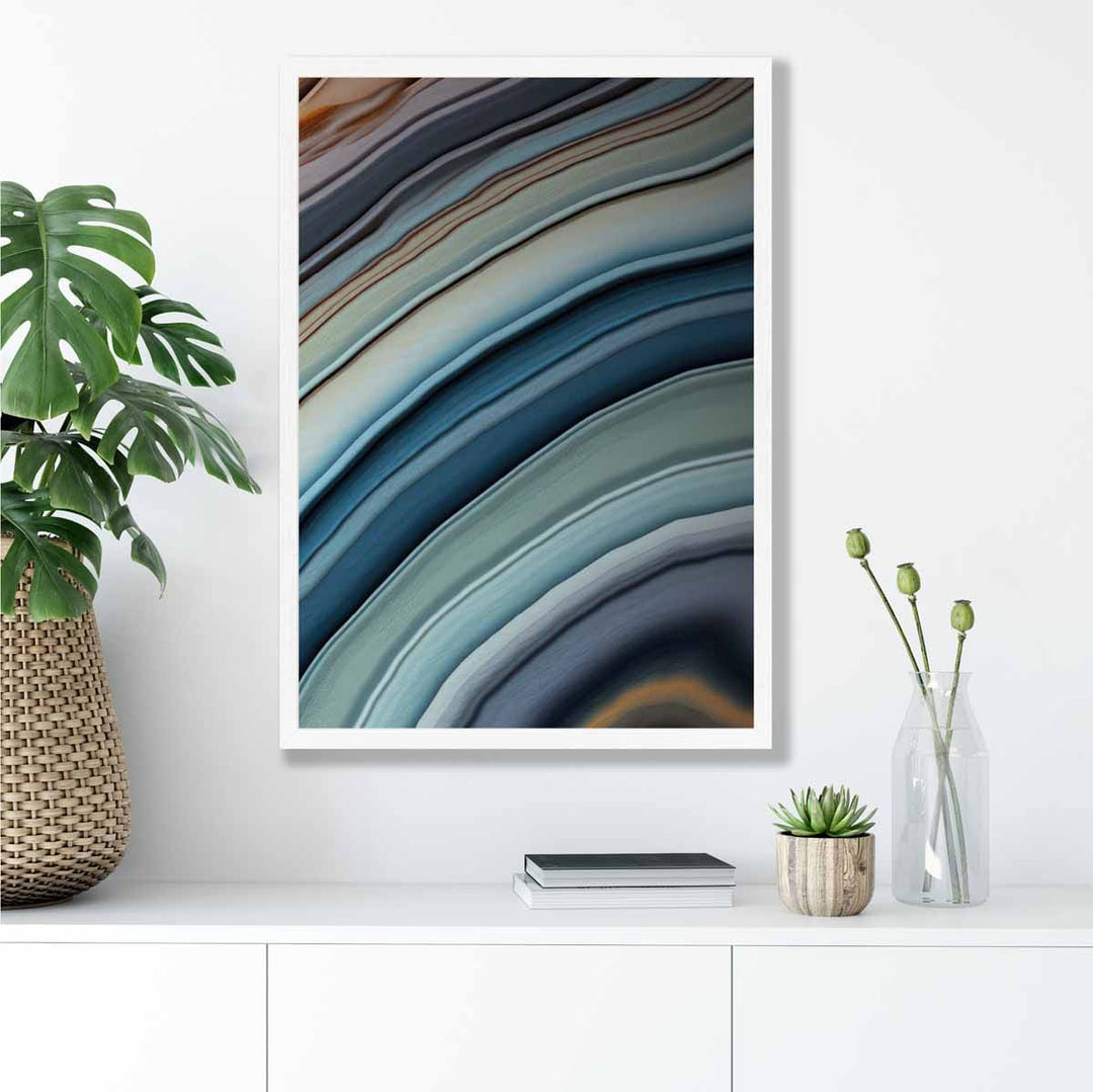 Abstrakt flytende kunsttrykk blått og oransje nr. 6