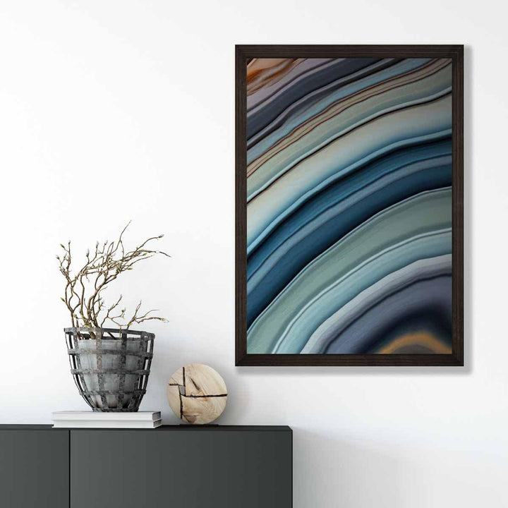 Abstrakt flytende kunsttrykk blått og oransje nr. 6
