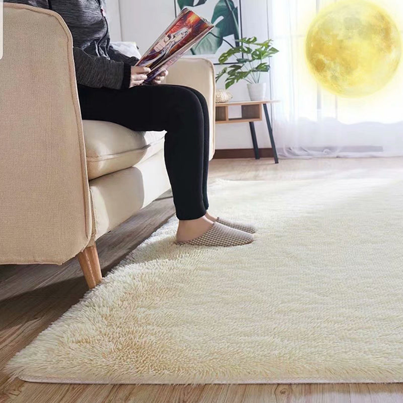 Fluffy, ensfarget lilla teppe, flerfarget fritidsteppe, syntetisk, vaskbart, kjæledyrvennlig, sklisikkert teppe til stuen