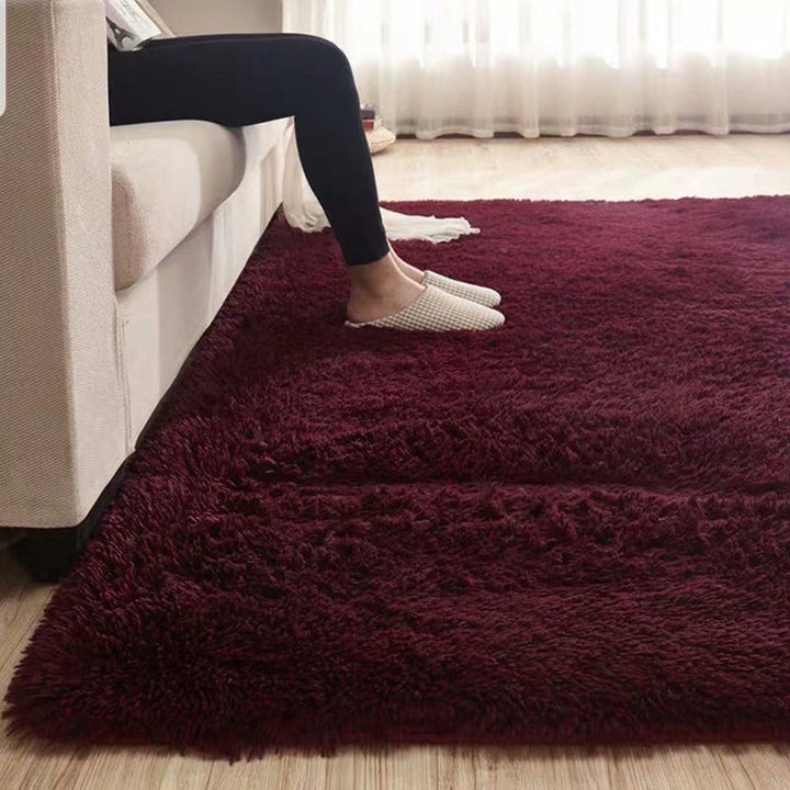 Fluffy, ensfarget lilla teppe, flerfarget fritidsteppe, syntetisk, vaskbart, kjæledyrvennlig, sklisikkert teppe til stuen
